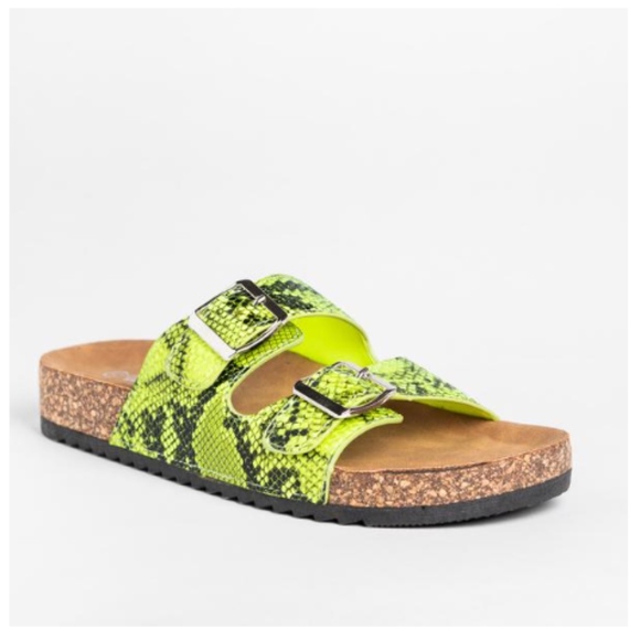 Size 10 !!! SNAKE BITE Sandals - Neon Green - Picture 3 of 3